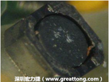 使用銀(Ag)鍍層的電源電感器(Power Inductors)，經(jīng)過推力測(cè)試后，零件端點(diǎn)上已經(jīng)看不到任何鍍層的痕跡了，所以其耐推力就比較小。