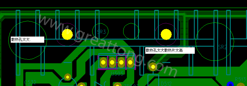 PCB設計中，散熱孔散熱片設計不當，造成很多電源板斷裂