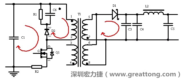 元件布局的時(shí)候，要優(yōu)先考慮高頻脈沖電流和大電流的環(huán)路面積，盡可能地減小,以抑制開關(guān)電源的輻射干擾