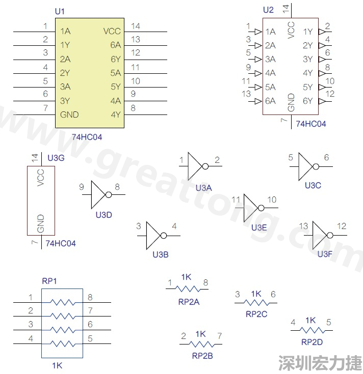 圖1 半導(dǎo)體元件供應(yīng)商所畫的電路圖符號是模擬元件的接腳圖，而非訊號流程。