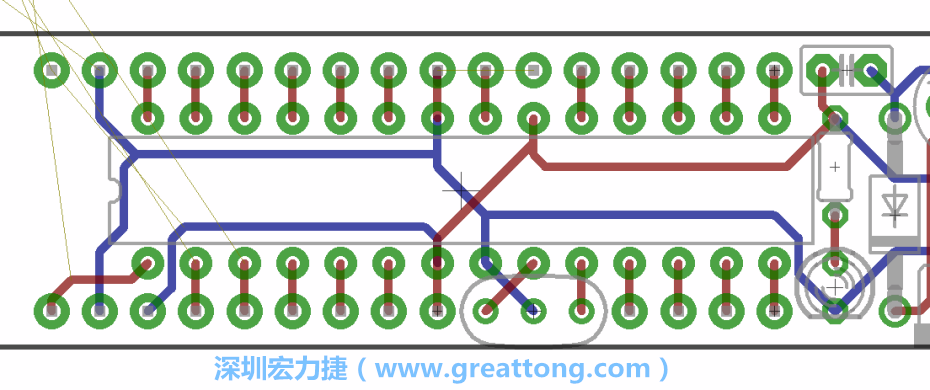 如果可以的話盡量讓接地線保持在電路板的背面，這樣它們就可以在可能范圍內(nèi)和最大的接地面連結(jié)在一起。