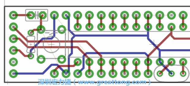 4.2. 然后在電路板的背面進(jìn)行布線。