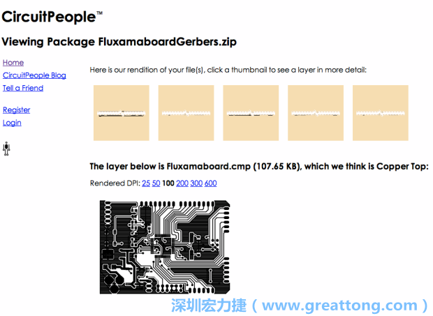 預(yù)覽Gerber格式中最簡(jiǎn)單的方式是使用來(lái)自Circuit People的免費(fèi)線上工具。