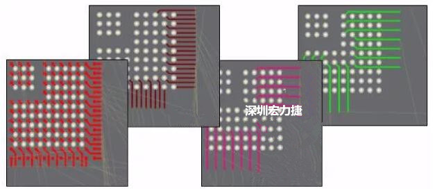 扇出及逃逸時(shí)布線是根據(jù)適用的設(shè)計(jì)規(guī)則來(lái)進(jìn)行的。