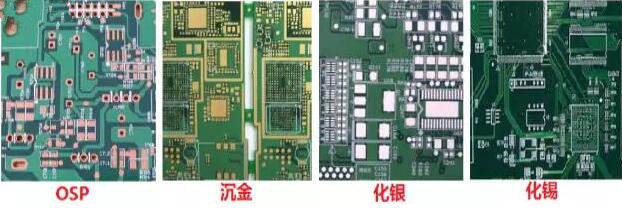 表面工藝分：熱風(fēng)整平，沉金， 化銀， 化錫， OSP 等幾種表面工藝