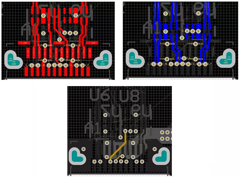 對(duì)SBU，USB2和CC1/2等信號(hào)做以下布線處理