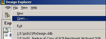 打開Protel 99 SE，點擊File菜單選擇“Open”打開需轉(zhuǎn)換的文件