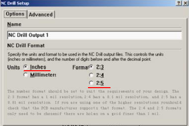 將格式改為“Inches 2：5”（ 以確保資料精度，反之孔與線路有偏移現(xiàn)象；）點OK完成鉆孔文件轉(zhuǎn)換